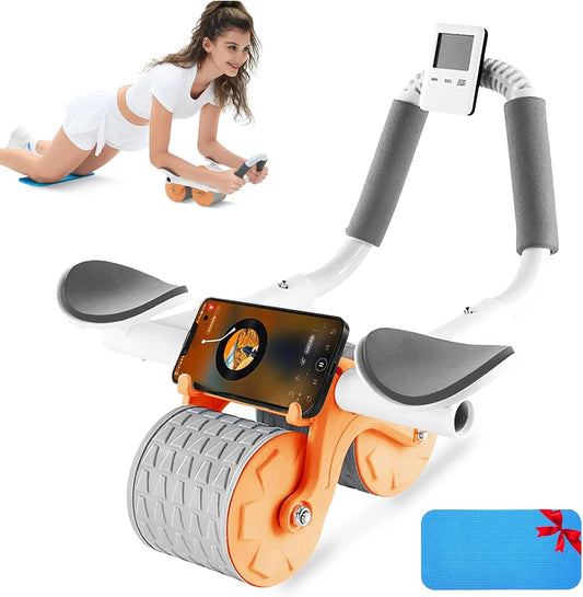 Abdominal roller with elbow support بكرة تمارين دوارة للبطن مع دعامة للكوع مزوده بشاشة توقيت و حامل جوال